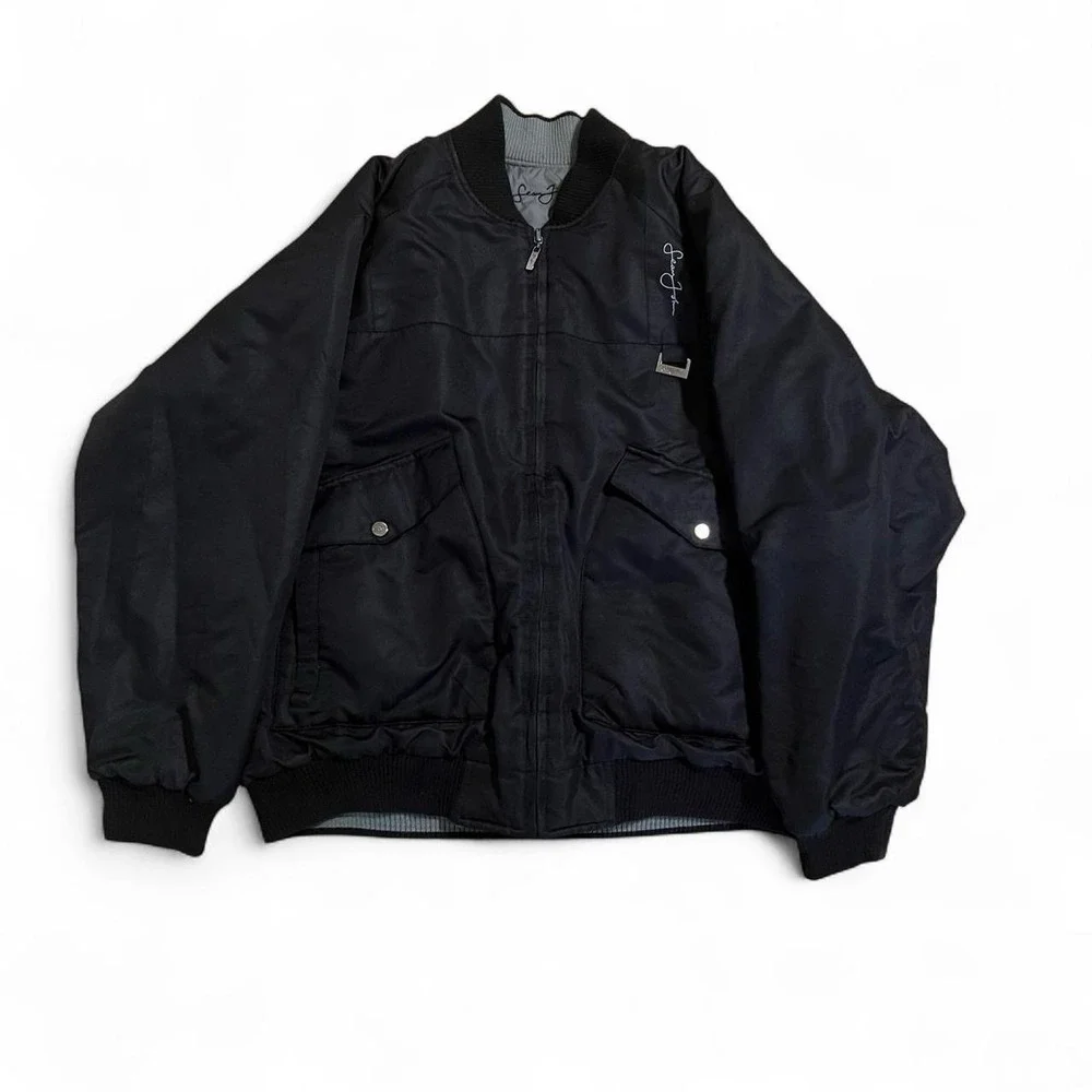 Sean John Black And Grey Reversible Bomber Jacket Men's Size XXL Y2K Surf Skate